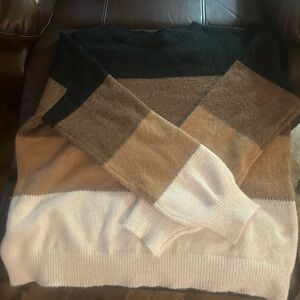 Coco + Carmen Women's Color Block Sweater - Black, Brown, Cream